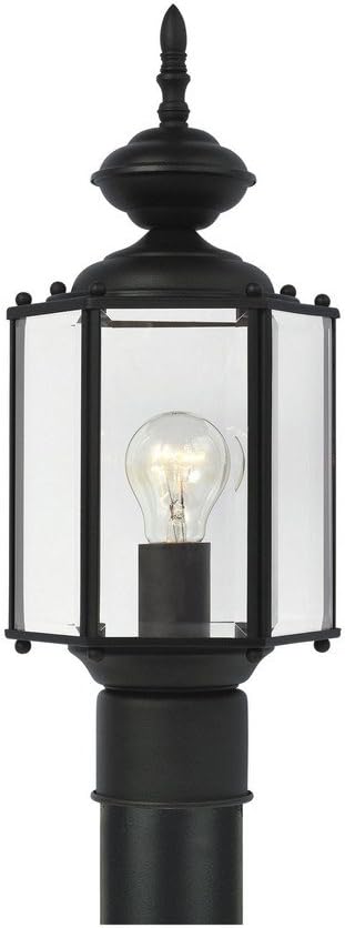 Sea Gull lighting 8209-12 Outdoor Post Lantern One Light Black with Clear Beveled Glass