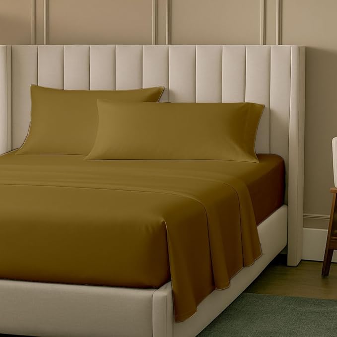 SlumberWell 4 Piece Luxury Soft Microfiber Fitted Bed Sheet Set for Campers 6 to 12 Inch Deep Pocket RV Bunk 35 x 79 Taupe