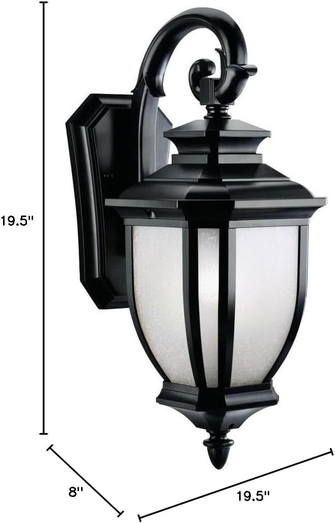 Kichler Salisbury 19.5 1 Light Outdoor Wall Light with White Linen Glass in Black