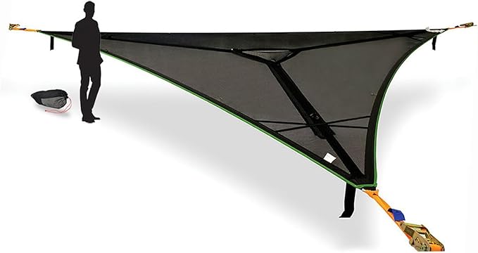 Tentsile Trillium Giant Hammock The Original Tree Tent Company 6 Adult Capacity Anti-Roll Central Hatch Ratches and Straps Included Designed in The UK (6 Person Black Mesh)