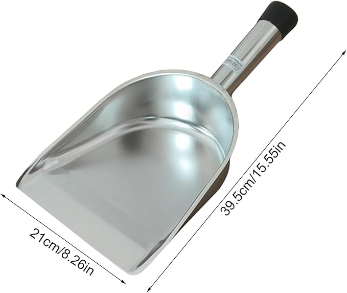 Large Stainless Steel Scoop 15.55x8.27x3.15 Inch Flour Shovel 470g Metal Bagger for Bulk Grains Sugar Laundry Room Feed Restaurant Buffet Warehouse