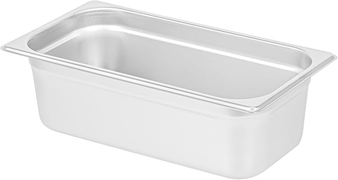Restaurantware Hotel Pan 1 Count 1/3 Size Anti-Jam 4â€ Deep Freezable 24 Gauge Stainless Steel Steam Pan - Lid Sold Separately for Use in Commercial Kitchens Cafeterias and Catering Events