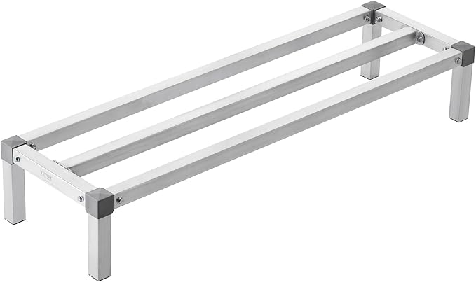 VEVOR Aluminum Dunnage Rack 48” x 14” Commercial Food Floor Rack 8” Off the Floor 1000 lbs Capacity All-Welded Aluminum Storage for Storage in Restaurants Kitchens Garages and Vehicles