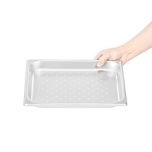 Restaurantware Hotel Pan 1 Count 1/2 Half Size Anti-Jam 1.2” Deep Freezable 24 Gauge Stainless Steel Steam Pan - Lid Sold Separately for Use in Commercial Kitchens Catering Event and Parties