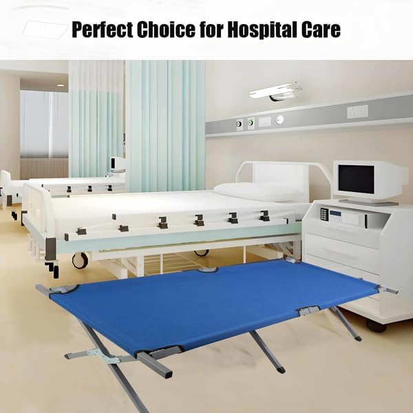 Portable Folding Camping Cot Heavy Duty Sleeping Bed with Carrying Bag 610D Oxford Cloth &amp Lightweight Aluminum Frame 275lbs Load Outdoor Cot for Adults Travel Hiking Office (Navy blue 1 P