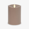 Luminara Outdoor Flameless LED Candle Timeless Taupe 3.25 x 5 Moving Flame Pillar Timer Battery Operated Premium Plastic IPX4 Water Resistance