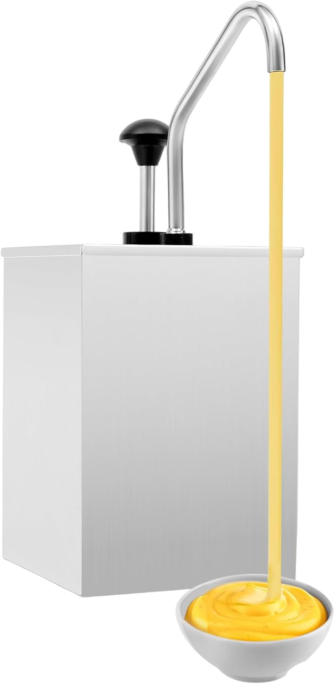 4L Single Bucket 304 Stainless Steel Condiment Pump Station Sauce Dispenser Pump for Syrup Salad Dressing Ketchup Seasoning Sauce