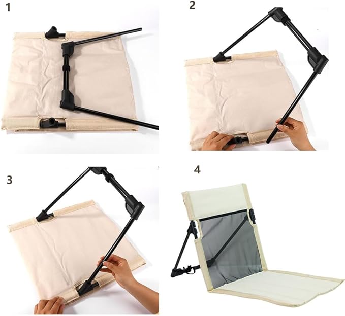 2 Pack Foldable Camping Chairs with Mesh BackrestUltra-Light Portable Beach Chairs with Carry Bag for Sunbathing Swimming Poolside Picnic Lawn Road Trips (Khaki)