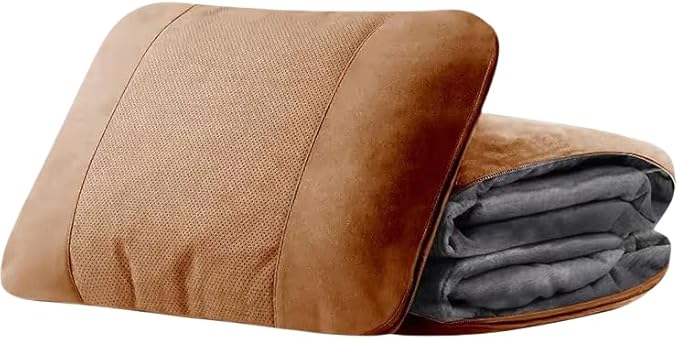 3-in-1 Pillow Blanket Convertible - 2-in-1 Pillow &amp Plush Fleece Blanket for Adults All Seasons Travel Accessory | Nap Office Camping Sofa &amp Airplane Essentials (Brown)
