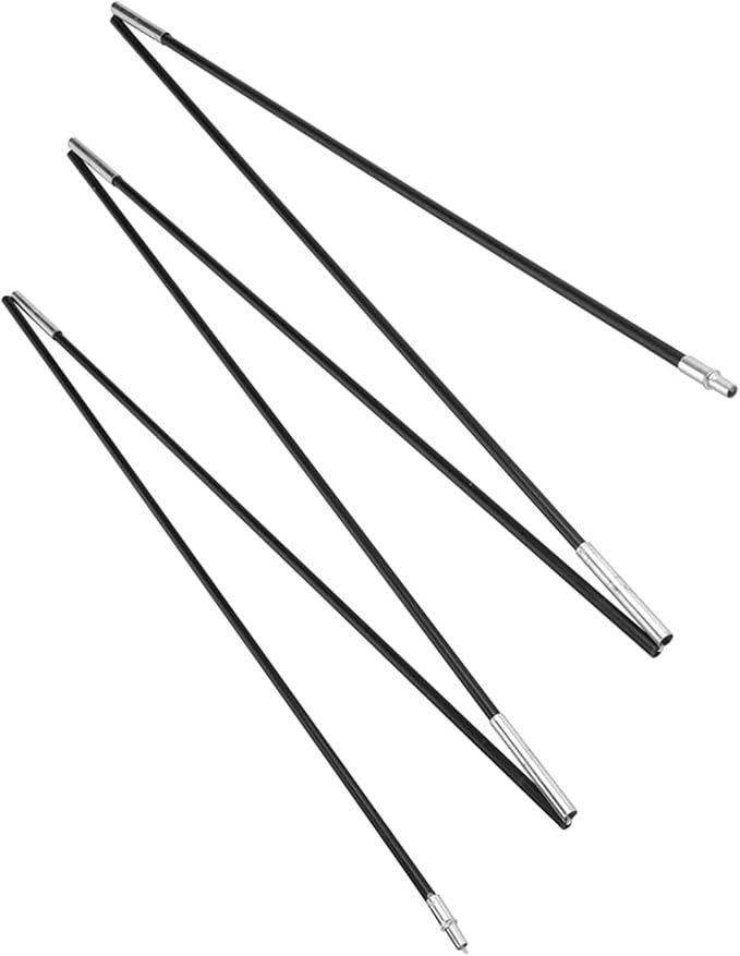 plplaaoo Fiberglass Tent Pole Support Rods Sturdy Durable High Strength Elastic Heat Resisting for Camping Outdoor Shelter Awning Replacement Parts Black 330cm 2 Pack