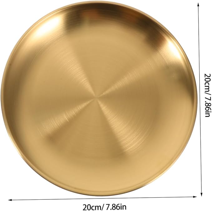 6pcs Stainless Steel Salad Plates Dinner Metal Dishes Stylish Gold Silver Food Serving Platter for Camping Outdoor Parties Bbq Appetizers