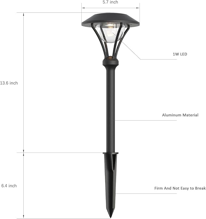 Low Voltage Pathway Lights 12V AC Landscape Lighting Kit 6PK Path Lights 1W LED Outdoor Hardwired 60 Lumen 3000K Warm White Walkway Lights with Connectors and Stakes