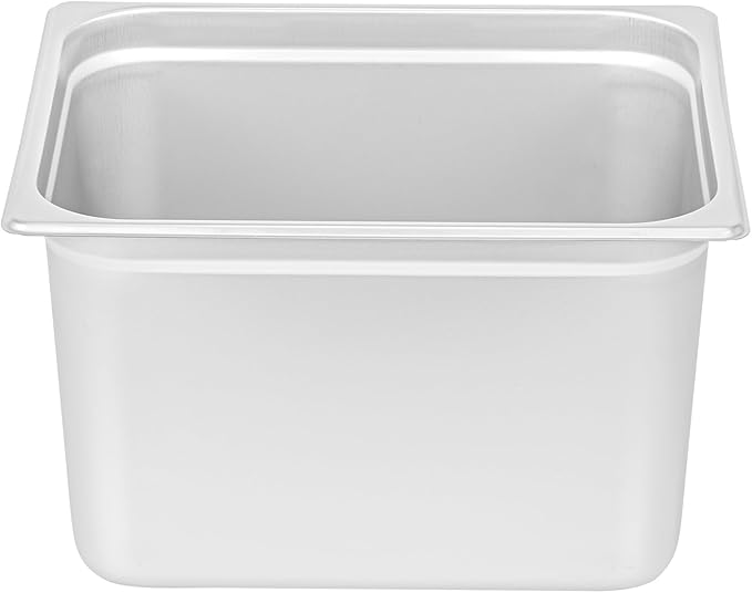 Restaurantware-Kitchen Tek 1/2 Half Size Steam Table Pans 6 Anti-Jam Steam Pans - Lids Sold Separately 8” Deep 24 Gauge Stainless Steel Hotel Pan Freezable for Catering Events and Parties