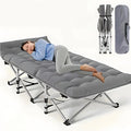 75-inch Extra-Large Folding Outdoor Camping Bed with Mattress Portable Folding Guest Bed Heavy-Duty Sleeping bedwith Storage Bag Suitable for Travel and Leisure