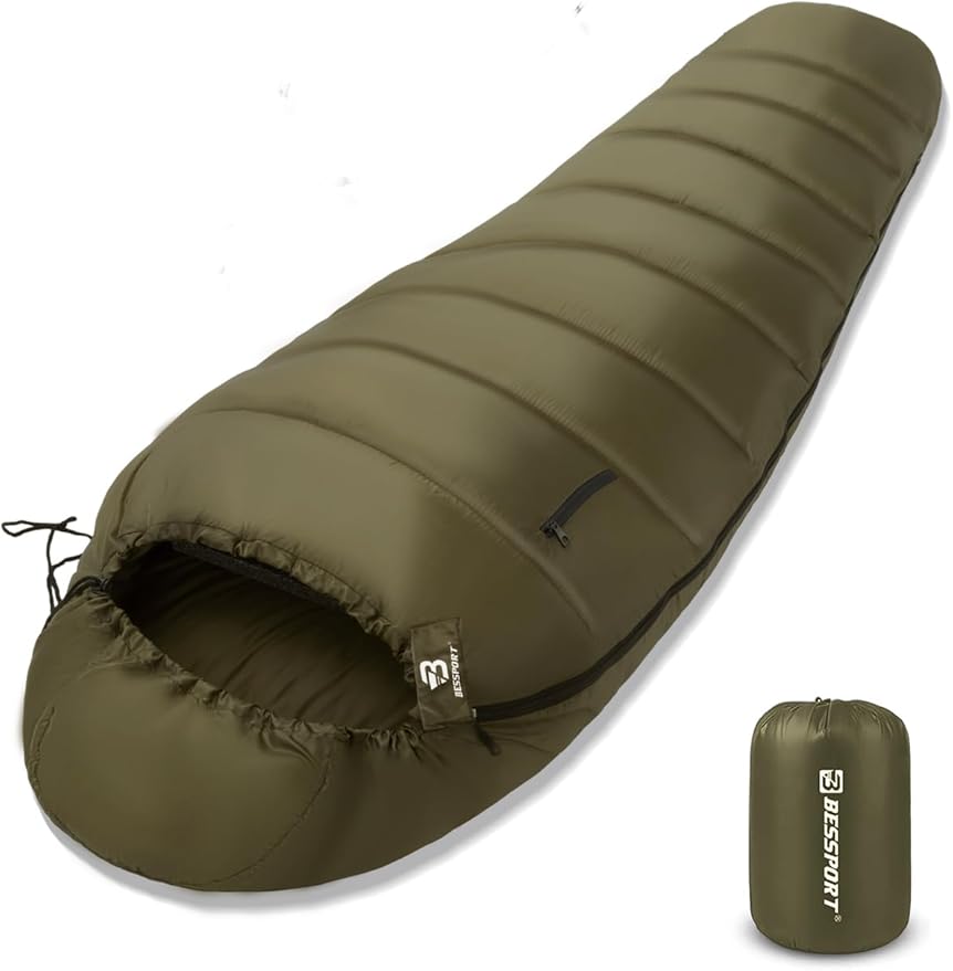 Bessport Mummy Sleeping Bag | 15-45 ℉ Extreme 3-4 Season Sleeping Bag for Adults Cold Weather– Warm and Washable for Hiking Traveling &amp Outdoor Activities