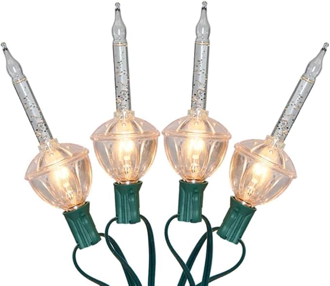 Silver Bubble Lights for Christmas Tree8.8Ft Vintage Bubble Lights with 10 Clear Silver Glitter Bulbs(1 Spare) C7 Christmas Bubble Decoration for Indoor Outdoor Patio Porch Tree Party Decor