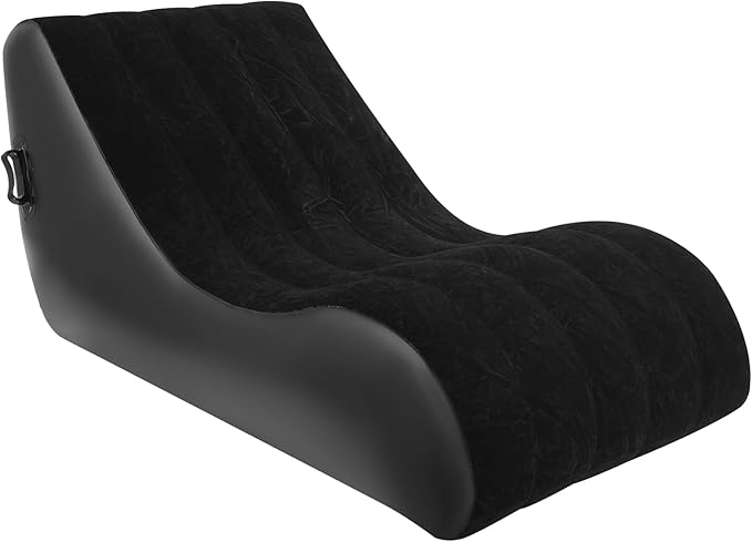 Air Mattress Bed S-Shape Inflatable Sofa with Pump Inflatable Chair Air Couch Flocked Surface Waterproof Portable Blow Up Bed for Camping Lounge Beds for Afternoon Rest (Black)