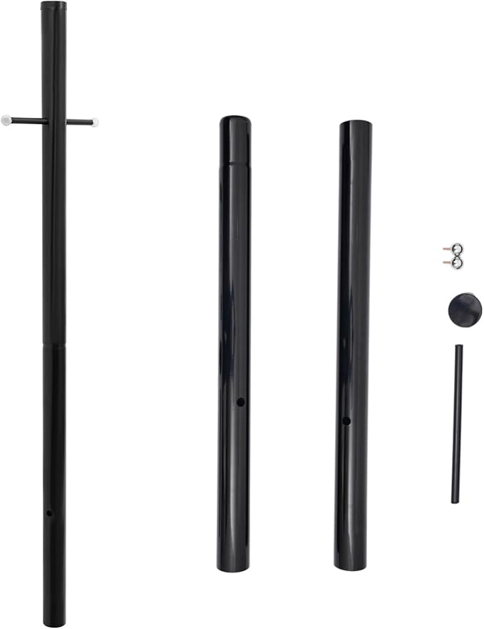 6.5FT Direct Burial Lamp Post Split Street Light Pole with Cross Arm Lighting Post Fixtures for Pathway Courtyard Parking Lot Fits Standard 3 Post Top Fixtures (6.5FT 76mm Direct Burial)