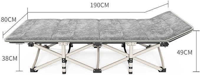 Folding Cot Lounge Chair with Removable Cushion Portable Heavy Duty Adjustable Pillow Reclining Compact Design for Outdoor Beach Camping Patio Garden