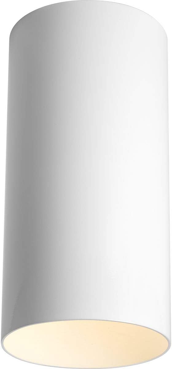 Progress Lighting 6-Inch Cylinder Outdoor Ceiling Light 1-Light Modern Flush Mount Ceiling Light Fixture Interior and Exterior Lighting for Home or Porch Aluminum Construction White (P5741-30)