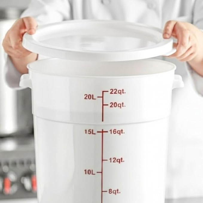 Soro Essentials- 12-1/2” Polypropylene Round Food Storage Container Lid Only White Color- Fits 1218 and 22 qt. Round Food Storage Container Lid for Pantry Organizer Storage Perfect for Kitchen Fridge