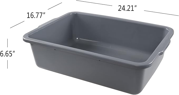 4 Packs 35 L Commercial Plastic Bus Box Large Restaurant Bus Tubs Gray