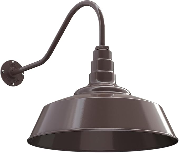 Steel Lighting Co. Large Outdoor Barn Light | Gooseneck Light Fixture | Made in America from 18-Gauge Steel | 20 Dome | 23 Gooseneck Dark Bronze Exterior/Dark Bronze Interior