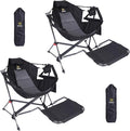 Nice C Hammock Camping Chair Camping Chair Rocker Swinging Chair High Back with Stand Cup Holder Side Pocket Heavy Duty (2 Black w/footrest)