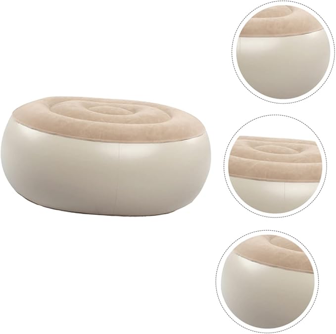 Inflatable Travel Foot Stool Flocking Lazy Stool Quick Inflation for Car Airplane Office Desk