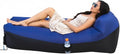 Inflatable Lounger with No-Pump Setup Floating Portable Air Chair Ripstop Polyester Stability Peg for Beach Camping Festivals Tailgating (Navy Black)