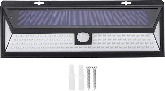 Solar Wall Light 118 LED Motion Sensor Outdoor Security Light 3 Lighting Modes Energy Saving Garden Light - Easy Install Solar Powered Light for Porch Yard Fence