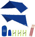 Gold Armour Rainfly Tarp Hammock Premium 14.7ft/12ft/10ft/8ft Rain Fly Cover Waterproof Ultralight Camping Shelter Canopy Survival Equipment Gear Camping Tent Accessories (Blue 12ft x 10ft)