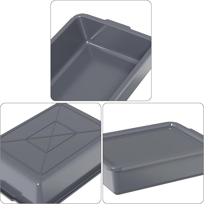 13 L Plastic Commercial Bus Box with Lid 3-Pack Restaurant Bus Bins Grey