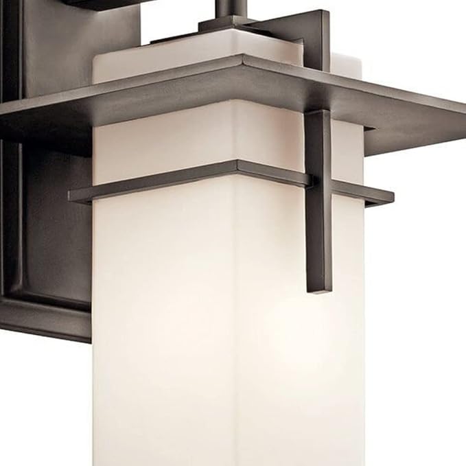 Kichler Caterham 14.75 Outdoor Wall Light in Olde Bronze® 1-Light Exterior Porch Light Wall Sconce with Satin Etched Cased Opal Glass (14.75 H x 8 W) 49643OZ