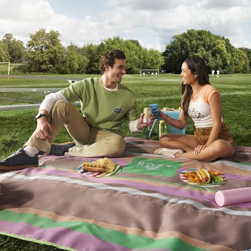 Roxy Sand-Free Beach Mat – Large Waterproof Outdoor Picnic Blanket Lightweight Foldable Mat for Beach Camping Park or Travel – Fits 4-6 People Quick-Dry Durable