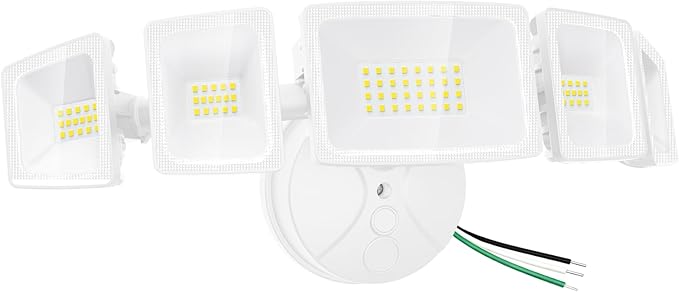 70W LED Flood Lights Outdoor Waterproof IP65 5 Heads Exterior Security Lights 6500K Super Bright Floodlight Fixture Outside Light for House Backyard White