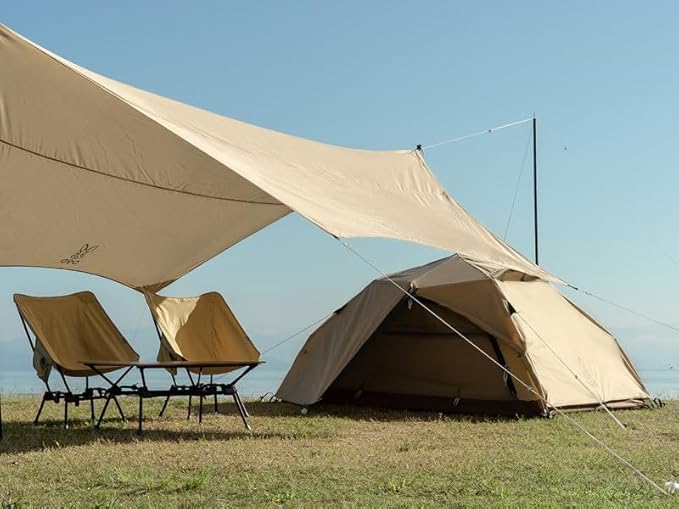 DOD Duo 1Pull Tent - 2 Person Breathable Polycotton Inner Tent - Waterproof Instant Setup Dome Camping Tent with Enclosed Awning - Easy Pop Up - Tan