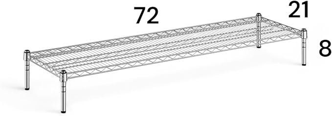 21 x 72 Chrome Wire Dunnage Shelf 8 Height – Heavy-Duty Steel Storage Platform Rust-Resistant NSF Certified Easy to Clean for Walk-in Coolers Freezers Restaurants Warehouses