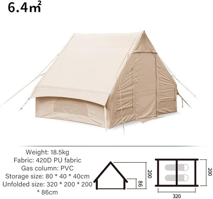 UNIISTRENGH Inflatable Camping Tent Air Glamping Quick Set Up Waterproof Pop Up Tents with Stove Jack Hole and Carry Bag
