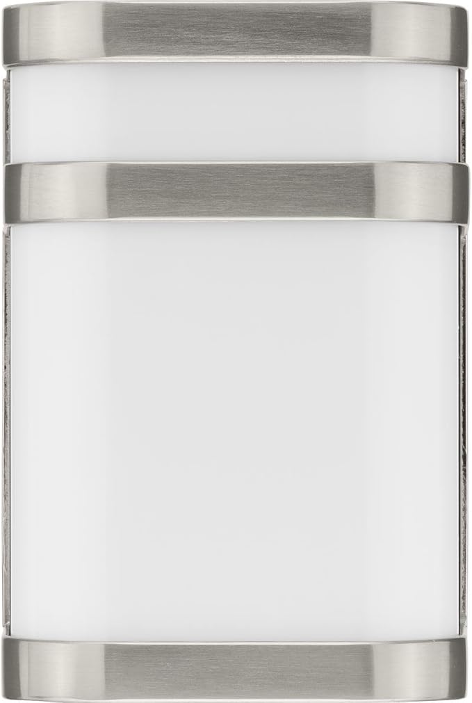 Progress Lighting Valera LED Collection 1-Light Matte White Acrylic Shade Modern Outdoor Small Wall Lantern Light Brushed Nickel