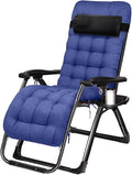 Zero Gravity ChairReclining Cup Holder and Side Table for Outdoor Yard Patio Lawn CampingOversize Padded Patio Lounge ChairsRecliner Poolside Yard Beach GrayC (Blue)