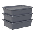 13 L Commercial Bus Tub with Lid Restaurant Plastic Bus Box Gray 3 Packs
