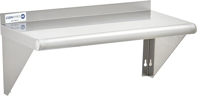 29N-011 Commercial NSF Solid Stainless Steel Wall Shelf - 24 Wx12 D - 210 lb. Weight Capacity