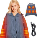 DUKUSEEK Waterproof Heated Blanket 5V Electric Outdoor Fleece Blanket with Hood Windproof Stadium Mat for Camping Picnic Sports Football Concerts 57'' x 36''Grey NO Battery NO Charger