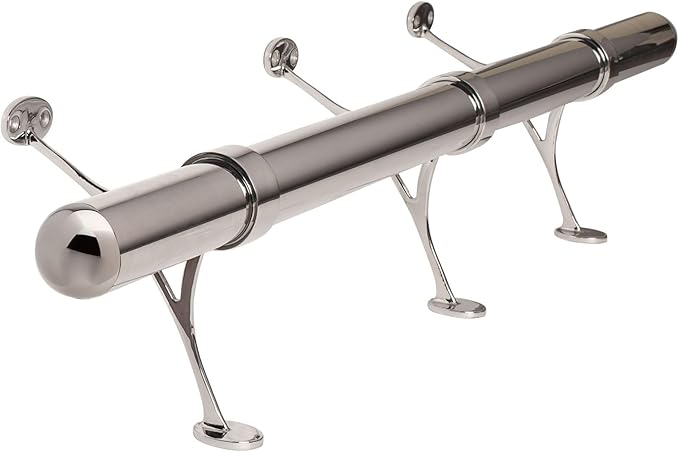 Outwater 2 Diameter x 32' Bar Foot Rail Kit – Complete Undercounter Mount Hardware and Tubing Dome End Cap Polished Chrome Finish