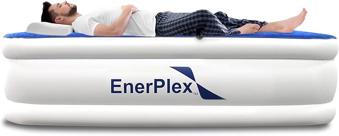 EnerPlex Air Mattress with Built in Pump - Self-Inflating Blow Up Mattress with Neck Support - Inflatable Air Bed for Portable Travel &amp Home Use
