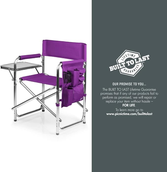 Picnic TIME NCAA Clemson Tigers Sports Chair with Side Table - Beach Chair - Camp Chair for Adults