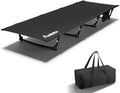 Anbte Ultralight Folding Camping Cot Comfortable Portable Camping Cot Supports 275 lbs with Storage Bag &amp Side Pocket Lightweight Folding Bed for Outdoor Travel Tent Indoor Emergency Bed Black
