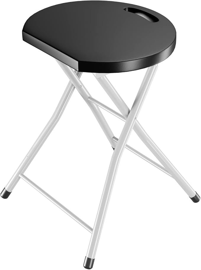 MIDDOW SILKYDRY Folding Stool 28'' Foldable Counter Bar Stools for Adults Portable with Handle Heavy Duty Metal Collapsible Stool Chair Barstools for Kitchen Outdoor &amp Camping 330 lbs Capacity