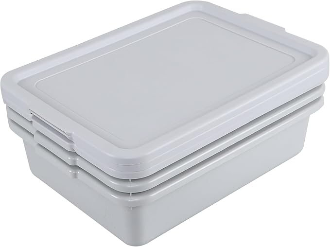 Zopnny 3 Pack 13 L Food Service Bus Tub with Lid Restaurant Dish Tub Food Grade Grey